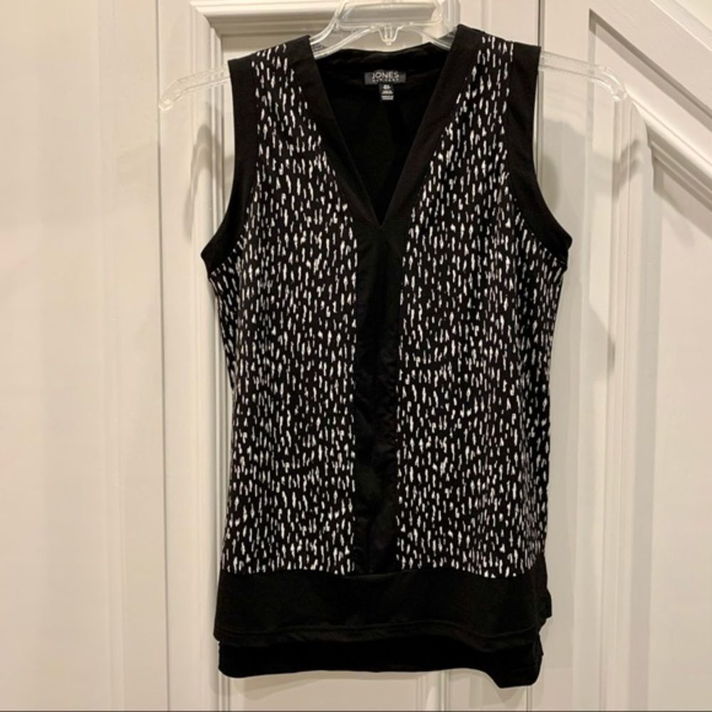 Jones New York Black & White Print Top S